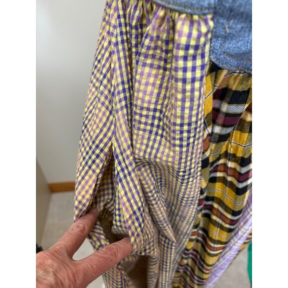 Ces Femme Overall Plaid Denim Long Dress Sz Small Pockets Country Farmgirl Rodeo - Picture 4 of 16